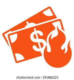 Fire Accident icon from Commerce Set. Vector style: flat symbol, orange color, rounded angles, white background.