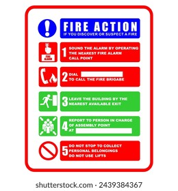Fire action, sign and board vector