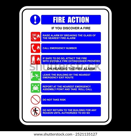 Fire Action, sign and board vector
