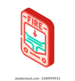 vector de icono isométrico de alerta de alarma de incendio. signo de alerta de alarma de incendio. ilustración de símbolo aislado