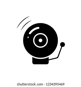 Fire alarm bell silhouette icon. Clipart image isolated on white background