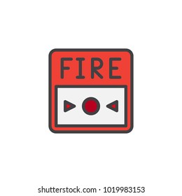 Fire alarm button filled outline icon, line vector sign, linear colorful pictogram isolated on white. Symbol, logo illustration. Pixel perfect vector graphics