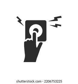 fire alarm button icon. Monochrome black and white symbol