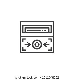 Fire alarm button line icon, outline vector sign, linear style pictogram isolated on white. Emergency system symbol, logo illustration. Editable stroke
