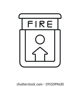 Fire alarm button linear icon. Firefighters. Rescue service. Thin line customizable illustration. Contour symbol. Vector isolated outline drawing. Editable stroke