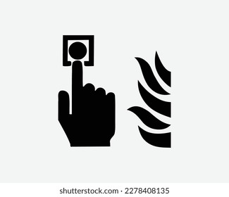 Fire Alarm Button Press Emergency Rescue Call Help Black White Silhouette Sign Symbol Icon Clipart Graphic Artwork Pictogram Illustration Vector