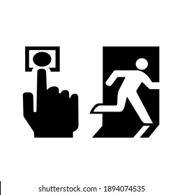 Fire Alarm Call Point Black Icon, Vector Illustration, Isolate On White Background Label. EPS10