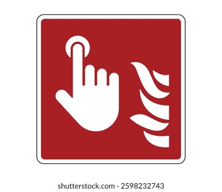Fire Alarm Call Point Safety Sign, Fire Protection Equipment Sign, Emergency Alert Icon - High Quality Vector Stock Image