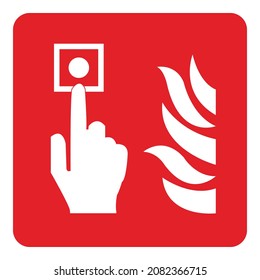 Fire alarm call point sign isolated red background drawing by illustration 