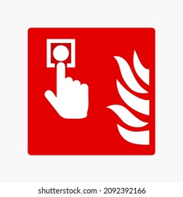 señal de punto de llamada de alarma de incendios. Signo de símbolo de equipo de fuego, Ilustración vectorial, señal de seguridad. Norma ISO, OSHA y ANSI.