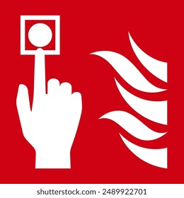 Fire Alarm Call Point Sign. Vector Illustration. 