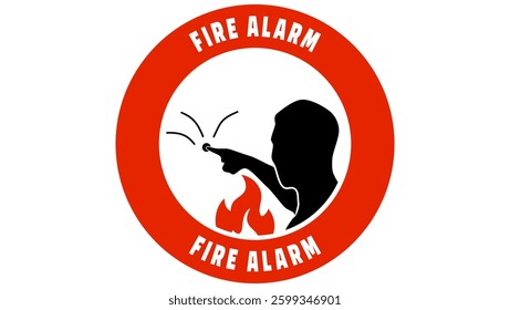 Fire Alarm Call Point, sign, black and red  isolated silhouette