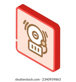 Feueralarm-Notfall-Isometrie-Vektorgrafik. Feuermelder-Notzeichen. einzelne Symbolillustration