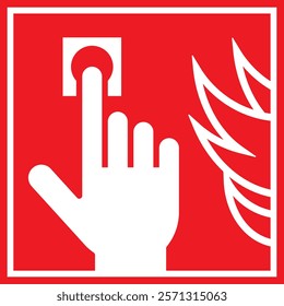 Fire alarm, Hand activate emergency Fire alarm, Push button fire alarm sign, Safety warning icon, Fire action symbol, Protection concept 