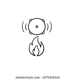 Fire alarm hand drawn outline doodle icon  Finger pressing fire siren for people safety button vector sketch illustration for print  web  mobile   infographics isolated white background 