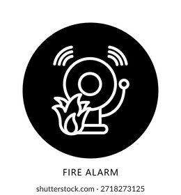 Ilustración Mini Del Botón Del Icono De La Alarma De Fuego, Uso Para El Concepto Moderno, Impresión, Ui, Kit De La Ux, Web Y Desarrollo Del App. Vector Relacionado Con Bomberos, Rescate Y Más