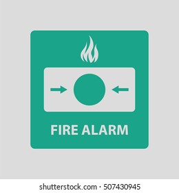 Fire alarm icon. Gray background with green. Vector illustration.
