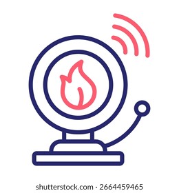 Ilustração de vetor de estilo de cor da linha do ícone de alarme de incêndio
