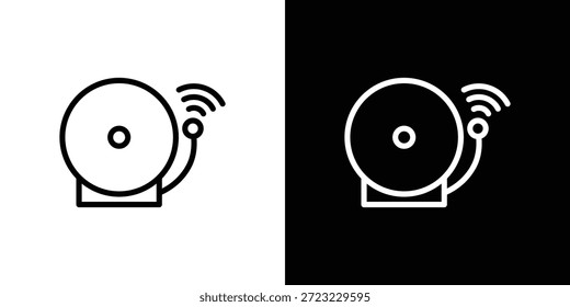 Concepto de logotipo de icono de alarma de incendio en trazos
