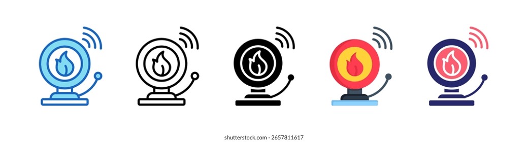 Icono de alarma de incendio múltiple estilo conjunto de Colección.
