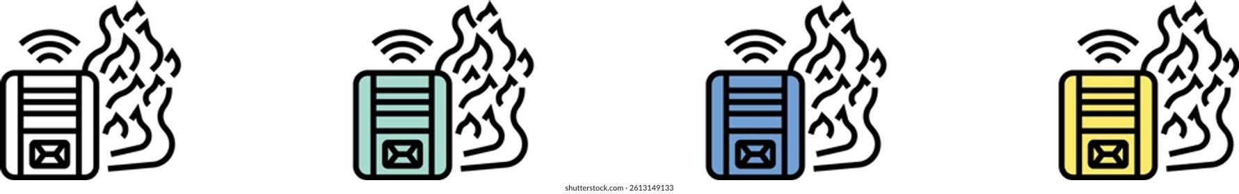 fire alarm icon. Outline, Green, Blue and Yellow Style Design Isolated On White Background
