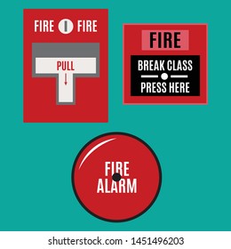 Fire alarm icon. Pull danger fire safety box