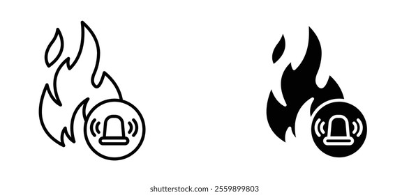 Fire alarm Icon set in black color for ui designs