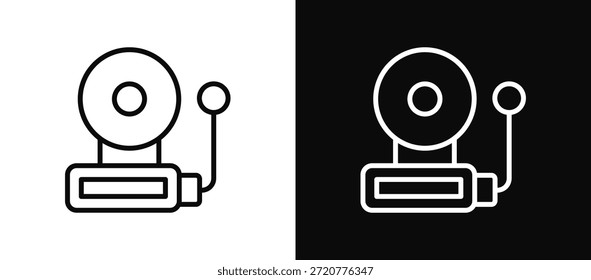 Conjunto de iconos de alarma de incendio en blanco y negro
