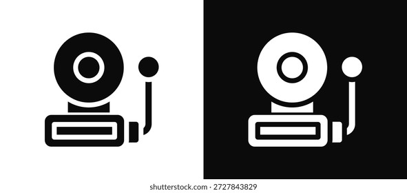Conjunto de iconos de alarma de incendio en blanco y negro