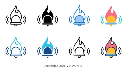 Fire alarm icon set multiple style collection 
