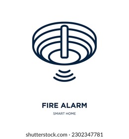 fire alarm icon from smart home collection. Thin linear fire alarm, safety, alarm outline icon isolated on white background. Line vector fire alarm sign, symbol for web and mobile