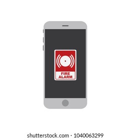 Fire alarm icon in a smartphone, vector illustration design. Firefighting collection.