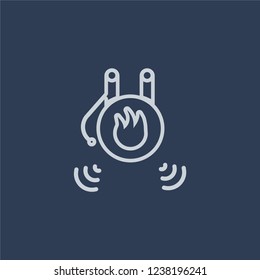 Fire alarm icon. Trendy flat vector line Fire alarm icon on dark blue background from smart home collection. 