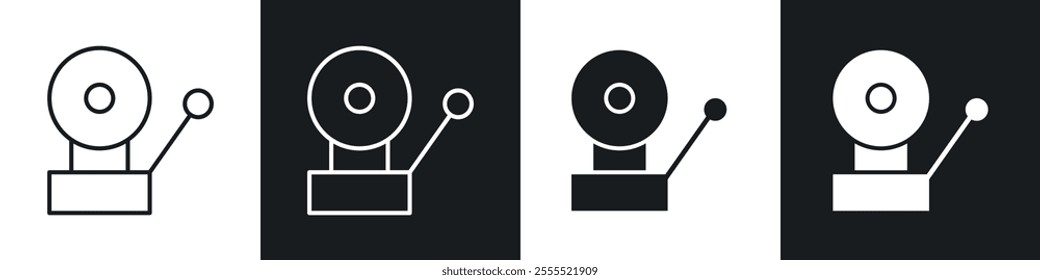 Fire alarm icon vector collection in black and white.