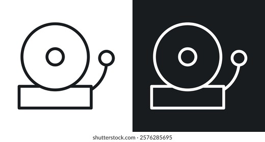 Fire alarm icons in thin black and white stroke liner style