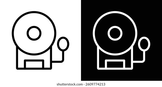 Fire alarm icons vector set in stroke line style