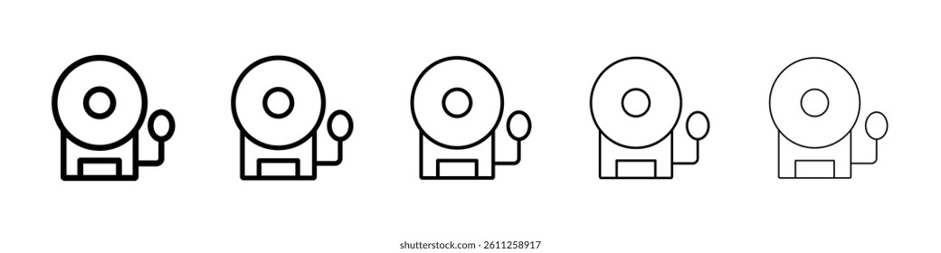 Fire alarm icons vector set in different stroke line style