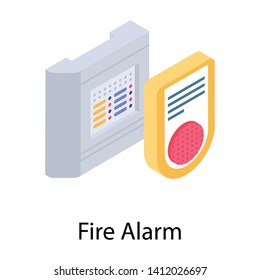 Fire alarm isometric vector icon 
