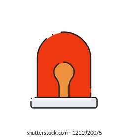 Fire alarm with light. Flat icon. Security system in office vector illustration.