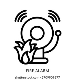 Fire Alarm Outline Icon Mini Illustration, Use For Modern Concept, Print, Ui, Ux Kit, Web And App Development. Vector Related To Firefighter, Rescue And More