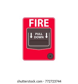 Fire alarm pull station. Vector illustration isolated on white background