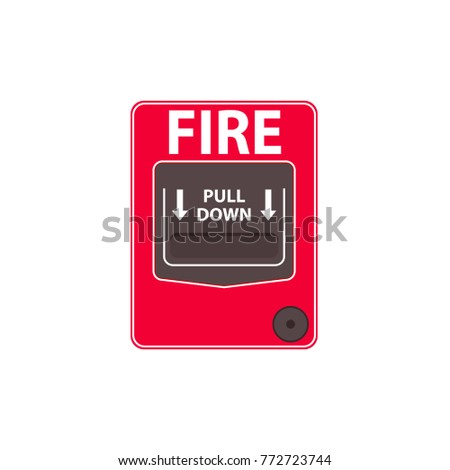 Fire alarm pull station. Vector illustration isolated on white background