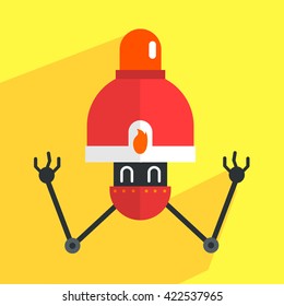 Feueralarm-Roboter-Zeichen-Portrait-Symbol auf hellfarbigem Hintergrund