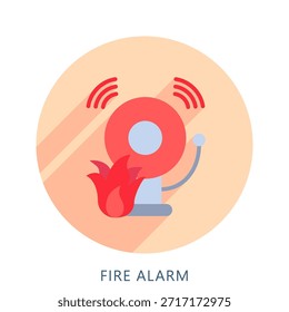 Alarma De Incendio Redondeada Icono De Color Plano Mini Ilustración, Uso Para El Concepto Moderno, Impresión, Ui, Kit De Ux, Web Y Desarrollo De App. Vector Relacionado Con Bomberos, Rescate Y Más
