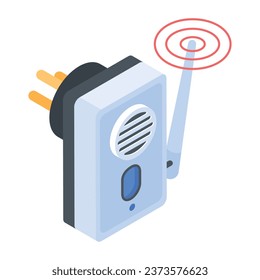 Fire alarm sensor, trendy isometric icon 