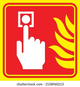 Fire alarm sign, fire alarm call point label vector illustration