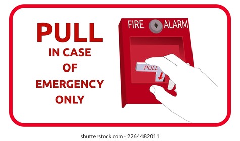 Fire alarm sign, label with hand pulling handle