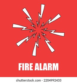 Fire alarm sign. Warning sign, Emergency signs. Cartoon comic style vector illustration.
