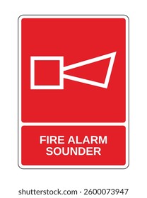 Fire Alarm Sounder Sign, Fire Protection Equipment Sign with Vertical Explanation - High Quality Vector Stock Image