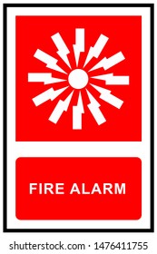 Fire alarm symbol safety signs on red and white background, safety first emergency signal for communication